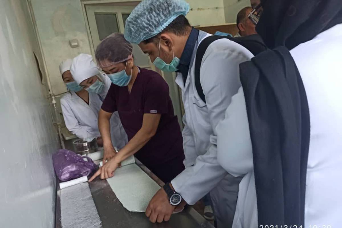 Students of the 2nd and 3rd year of the Higher School of Medicine of ADAM University undergo practical training at the Tokmok Territorial Hospital.