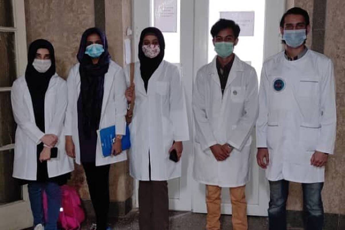 Students of the 2nd and 3rd year of the Higher School of Medicine of ADAM University undergo practical training at the Tokmok Territorial Hospital.